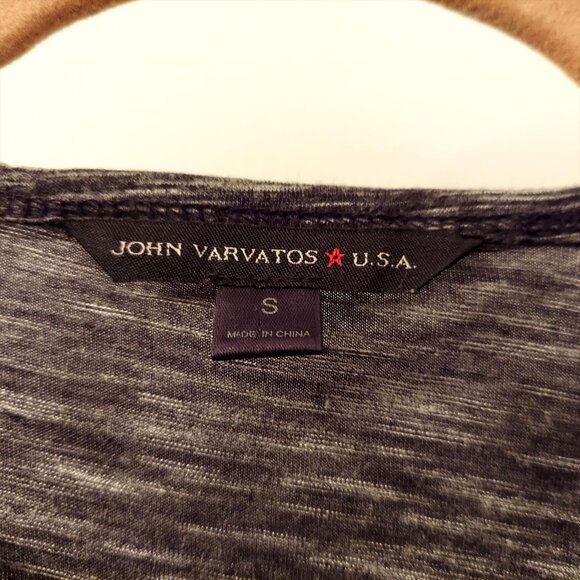 John Varvatos Star USA Shirt Men’s SM Raglan Crew Neck Long Sleeve Ash Heather - Picture 2 of 2